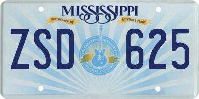 MS license plate ZSD625