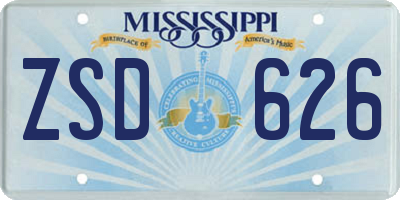 MS license plate ZSD626