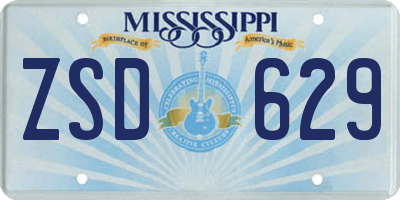 MS license plate ZSD629