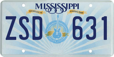 MS license plate ZSD631