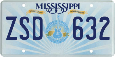 MS license plate ZSD632
