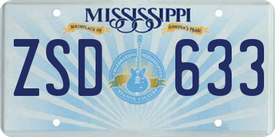 MS license plate ZSD633