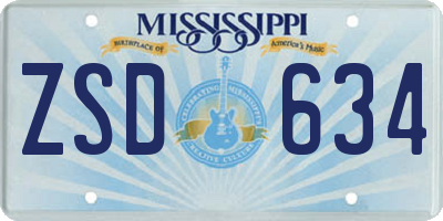 MS license plate ZSD634