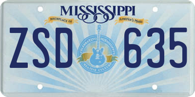 MS license plate ZSD635