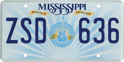 MS license plate ZSD636