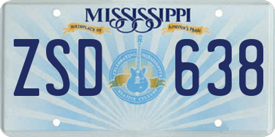 MS license plate ZSD638