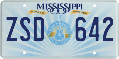 MS license plate ZSD642
