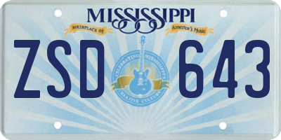 MS license plate ZSD643