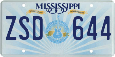 MS license plate ZSD644
