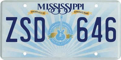 MS license plate ZSD646