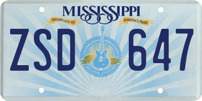 MS license plate ZSD647