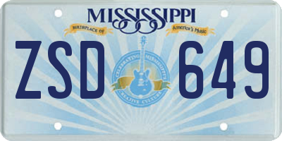 MS license plate ZSD649