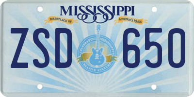 MS license plate ZSD650