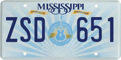 MS license plate ZSD651