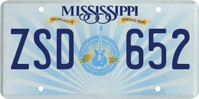 MS license plate ZSD652
