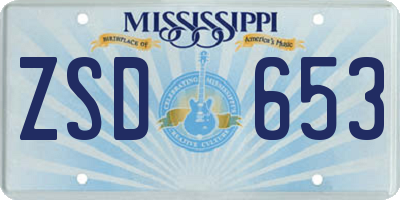 MS license plate ZSD653