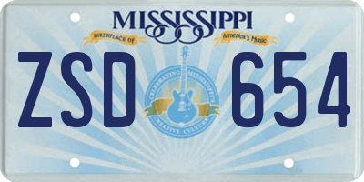 MS license plate ZSD654