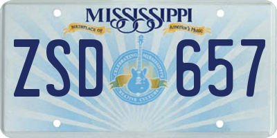 MS license plate ZSD657