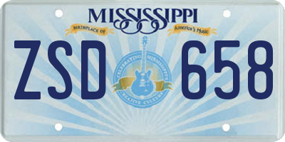 MS license plate ZSD658