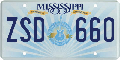 MS license plate ZSD660