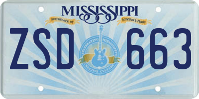 MS license plate ZSD663