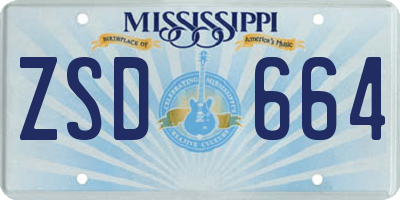 MS license plate ZSD664