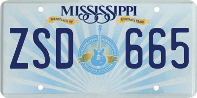 MS license plate ZSD665