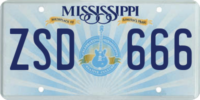 MS license plate ZSD666