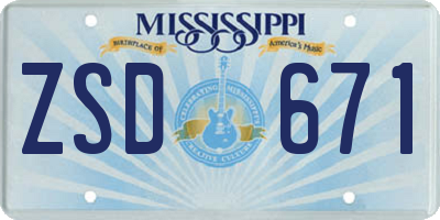 MS license plate ZSD671