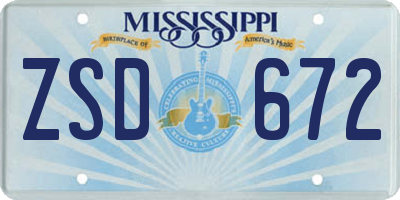 MS license plate ZSD672