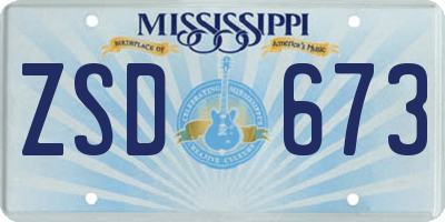 MS license plate ZSD673