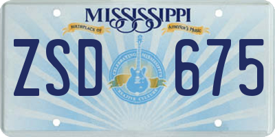 MS license plate ZSD675