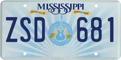 MS license plate ZSD681