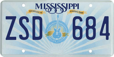 MS license plate ZSD684