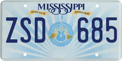 MS license plate ZSD685
