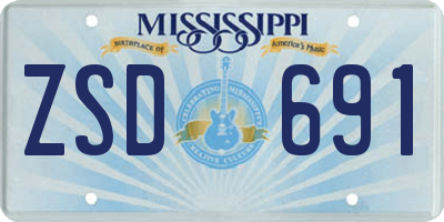 MS license plate ZSD691