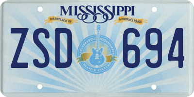 MS license plate ZSD694