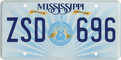 MS license plate ZSD696