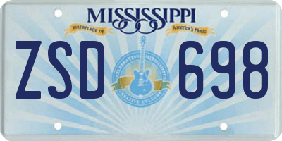 MS license plate ZSD698