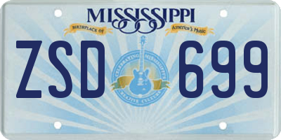 MS license plate ZSD699