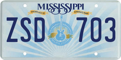 MS license plate ZSD703