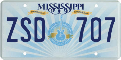 MS license plate ZSD707