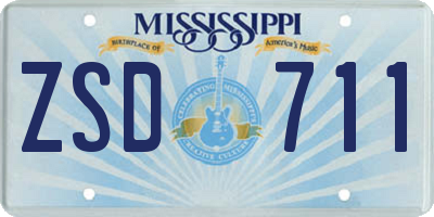 MS license plate ZSD711