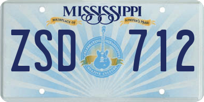 MS license plate ZSD712