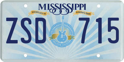 MS license plate ZSD715