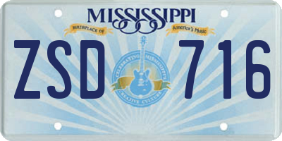 MS license plate ZSD716