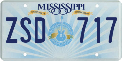 MS license plate ZSD717