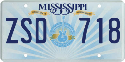 MS license plate ZSD718