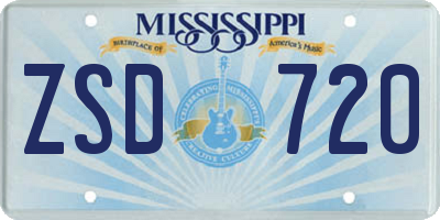 MS license plate ZSD720