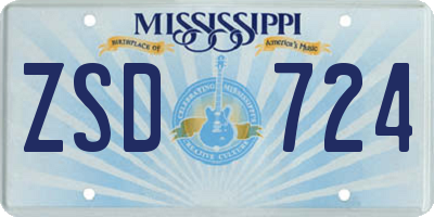 MS license plate ZSD724
